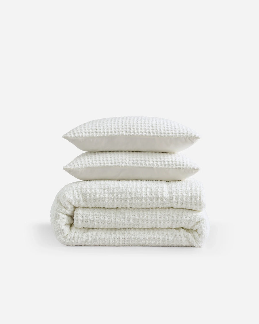 Snug Waffle Comforter Bundle Off White