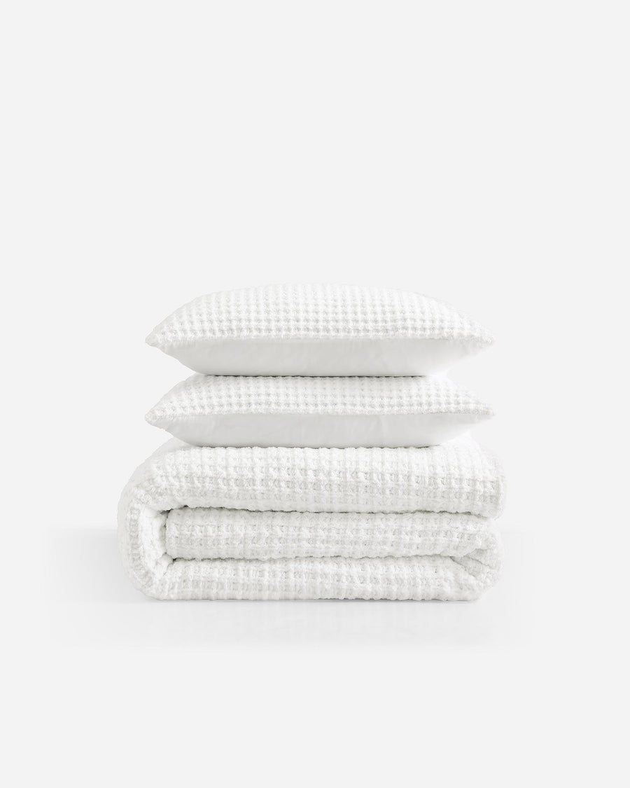 Snug Waffle Comforter Bundle Clear White