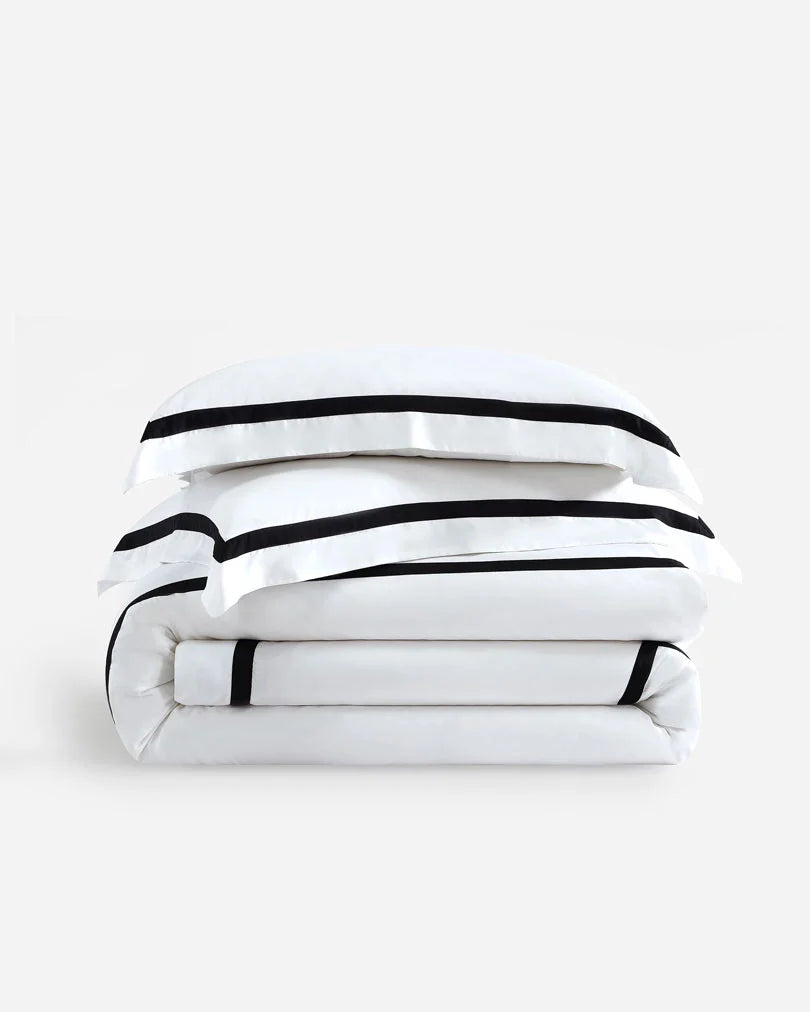 Frame Premium Bamboo Duvet Bundle White - Black