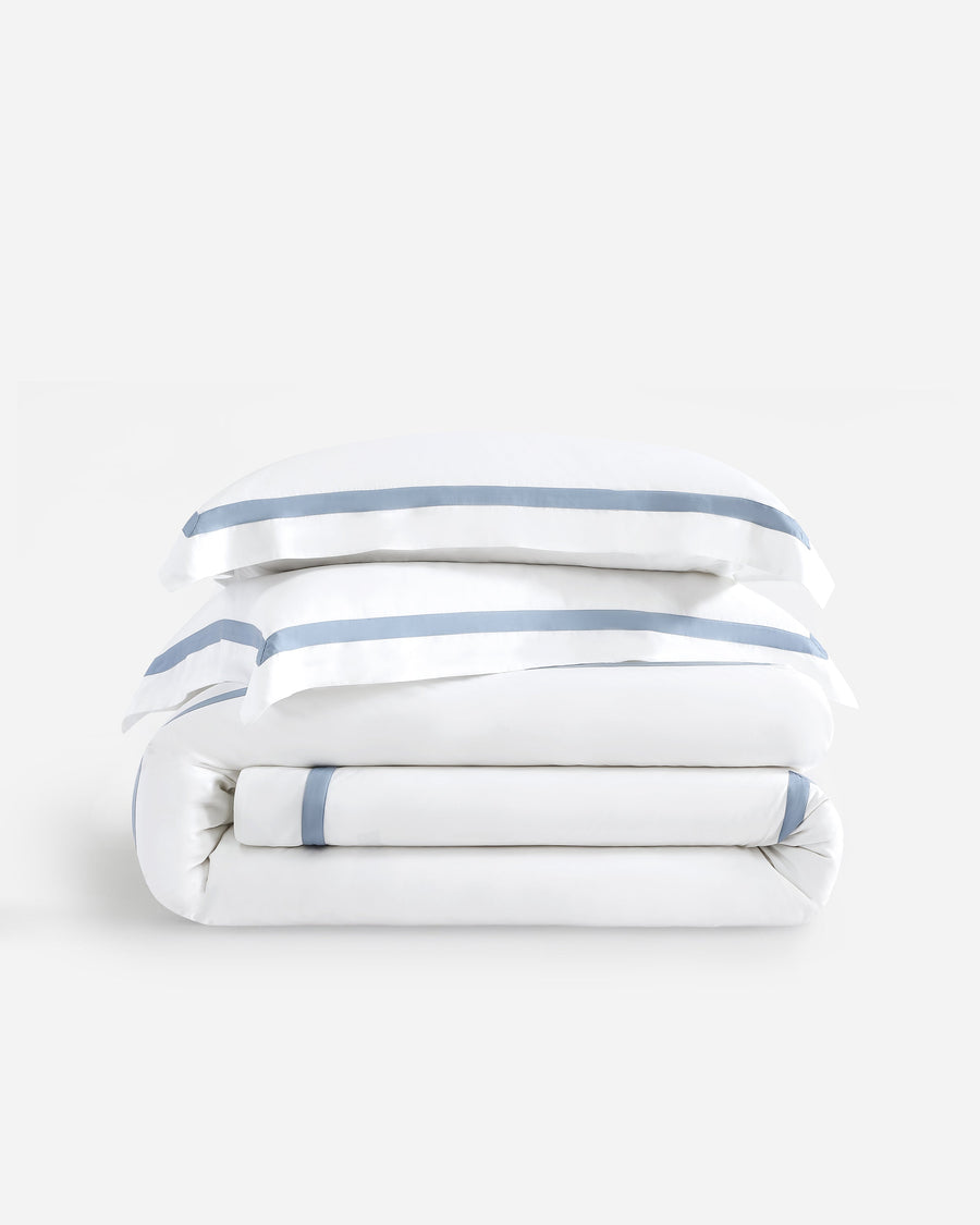 Frame Premium Bamboo Duvet Bundle White - Denim