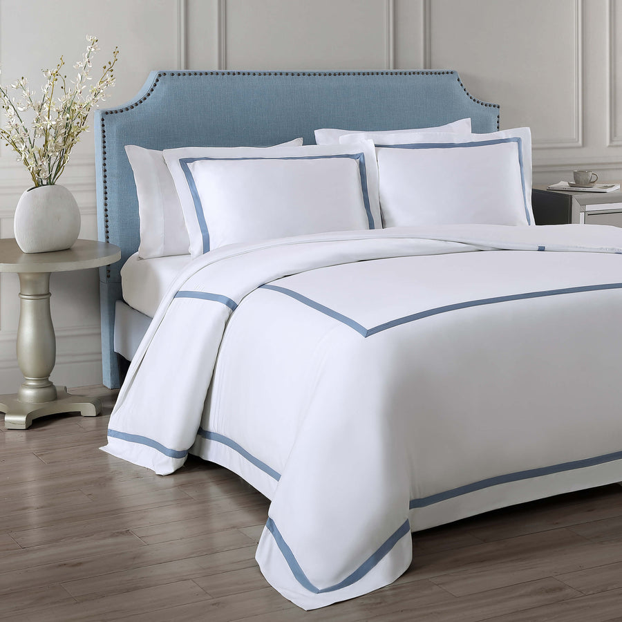 Frame Premium Bamboo Duvet Bundle White - Denim