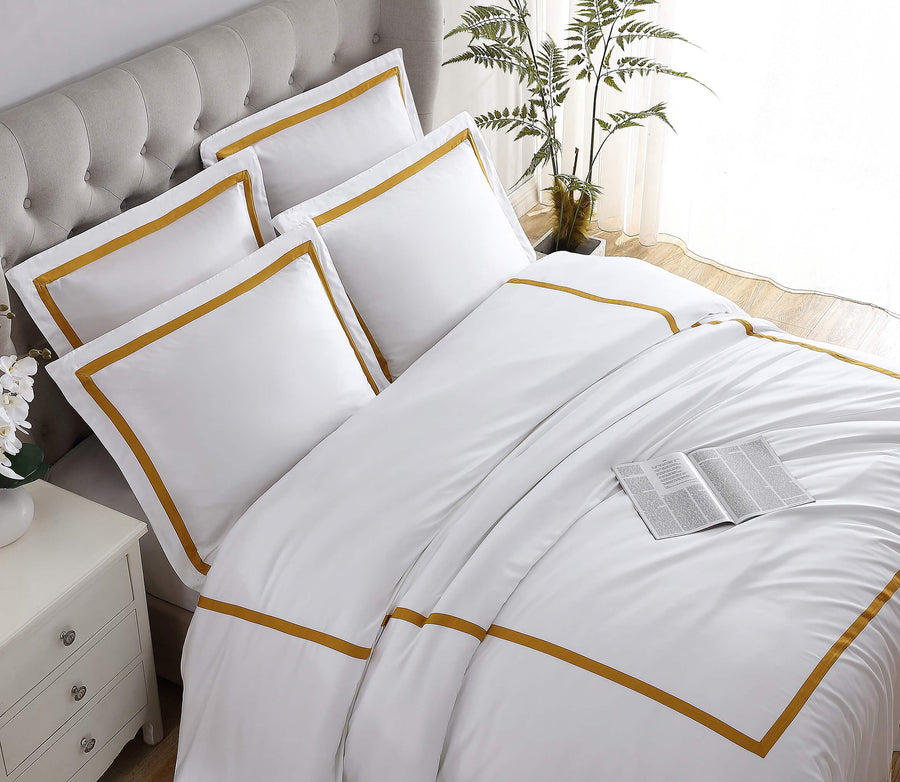 Frame Premium Bamboo Duvet Bundle White - Gold