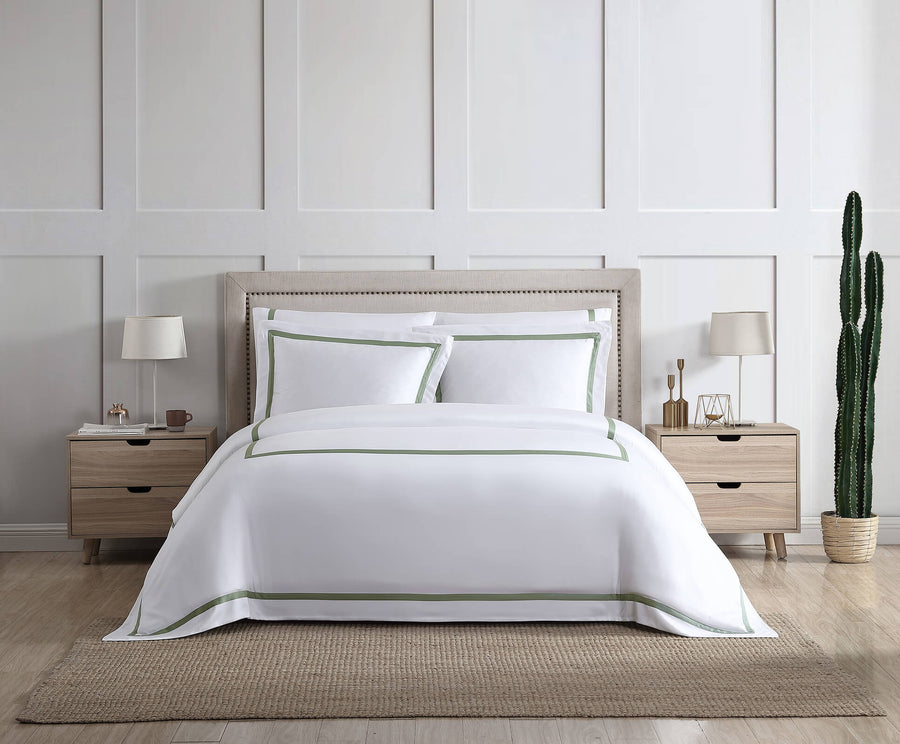 Frame Premium Bamboo Duvet Bundle White - Sage