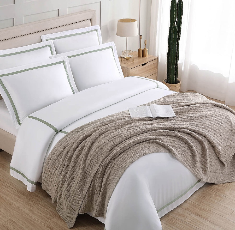 Frame Premium Bamboo Duvet Bundle White - Sage