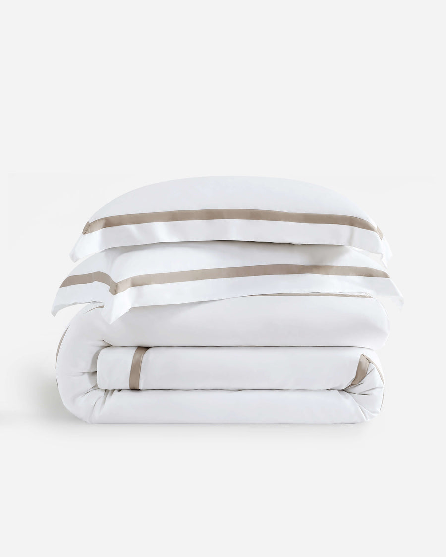 Frame Premium Bamboo Duvet Bundle White - Taupe