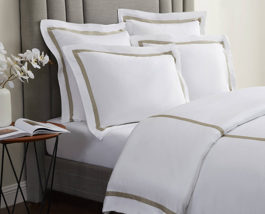 Frame Premium Bamboo Duvet Bundle White - Taupe