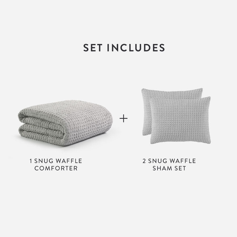 Snug Waffle Comforter Bundle Cloud Gray