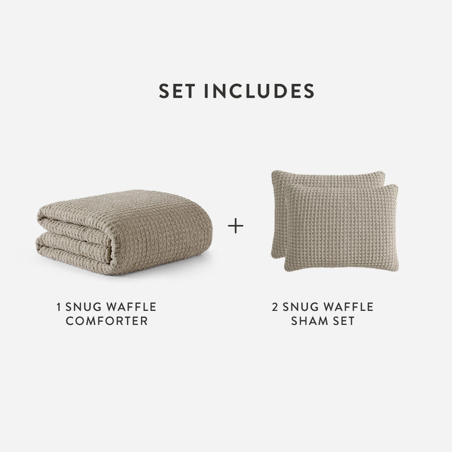 Snug Waffle Comforter Bundle Taupe