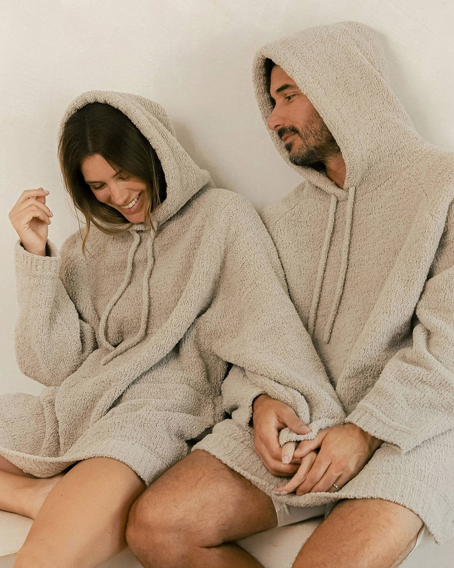 Taupe Oversized Snug Blanket Teddy Hoodie