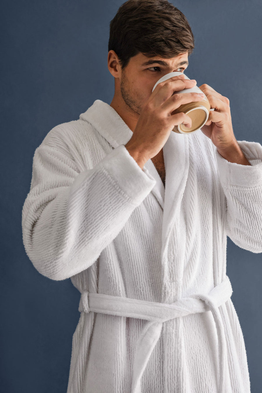 Ribbed Bath Robe Clear White