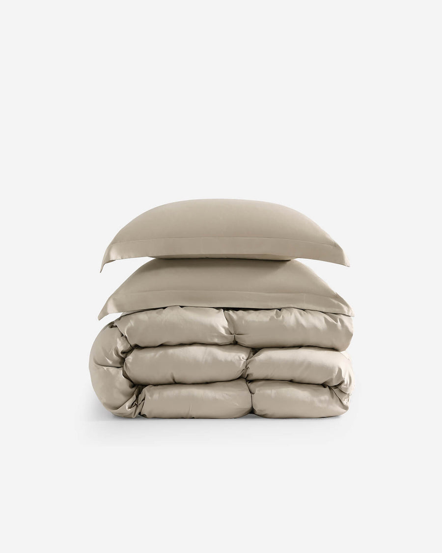 Premium Bamboo Bubble Comforter Bundle Taupe