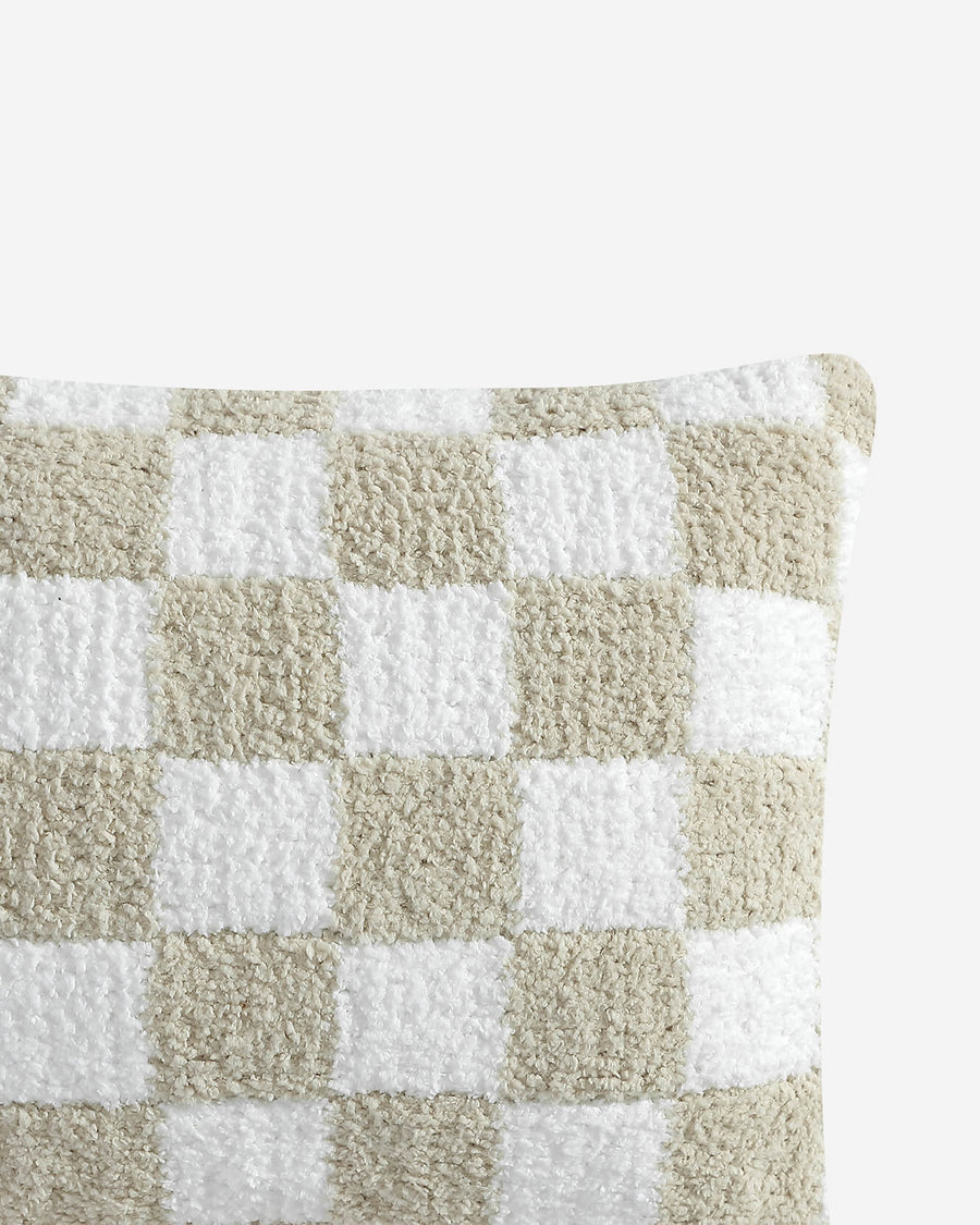 Checkerboard Mini Pillow Sahara Tan - Off White