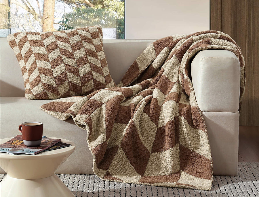 Chevron Throw Pillow Chestnut - Biscotti