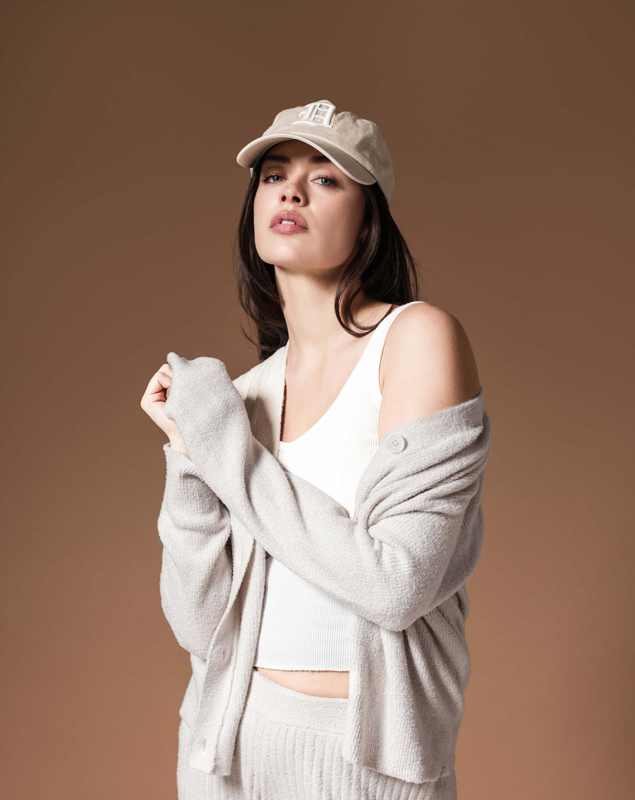 Cloud Cool Oversized Ribbed Buttoned Cardigan Bone