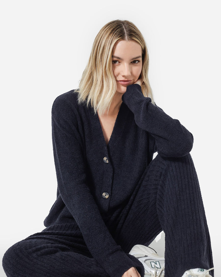 Cloud Cool Oversized Ribbed Buttoned Cardigan Coal