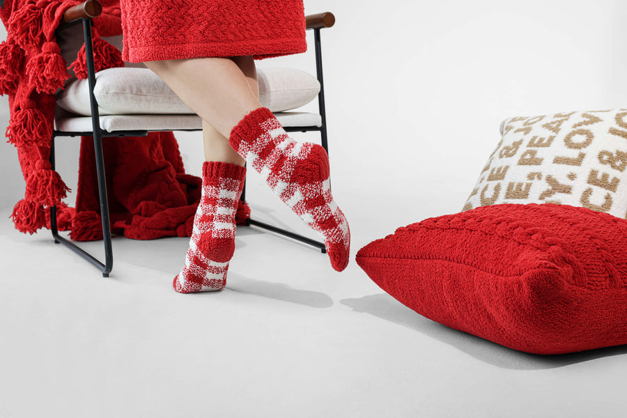 Snug Checkered Socks Rouge - Off White