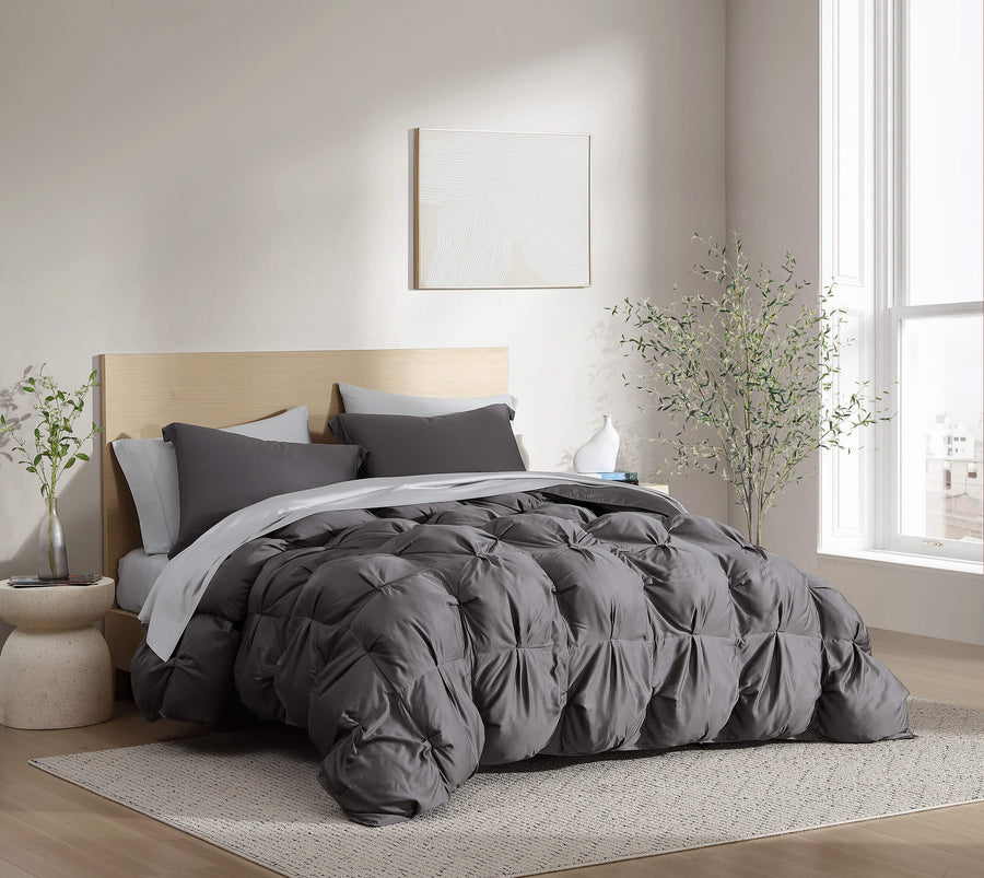 Premium Bamboo Bubble Comforter Bundle Granite