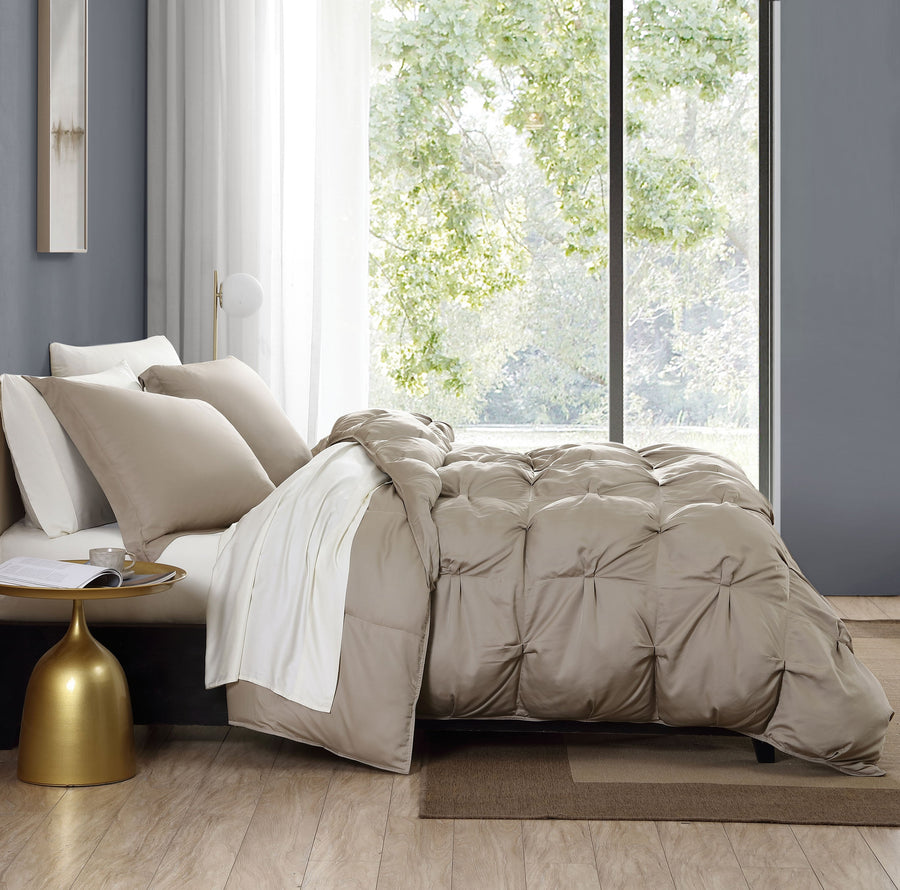 Premium Bamboo Bubble Comforter Bundle Taupe