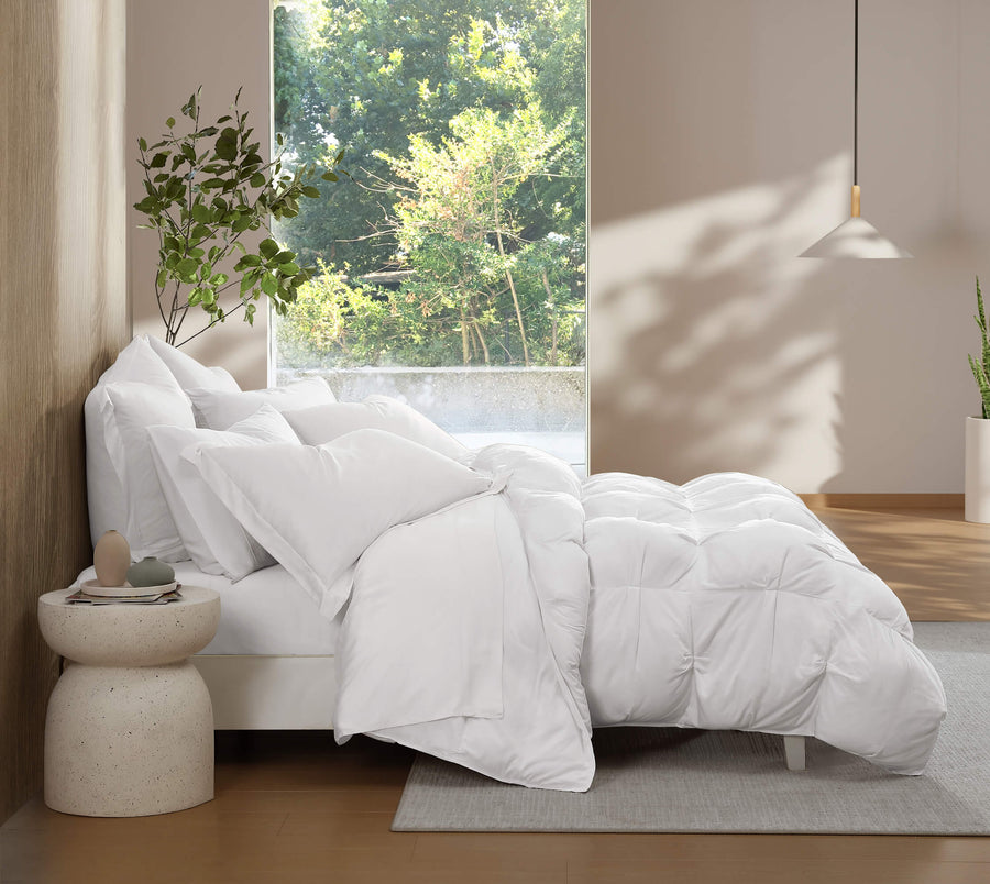 Premium Bamboo Bubble Comforter Bundle Clear White