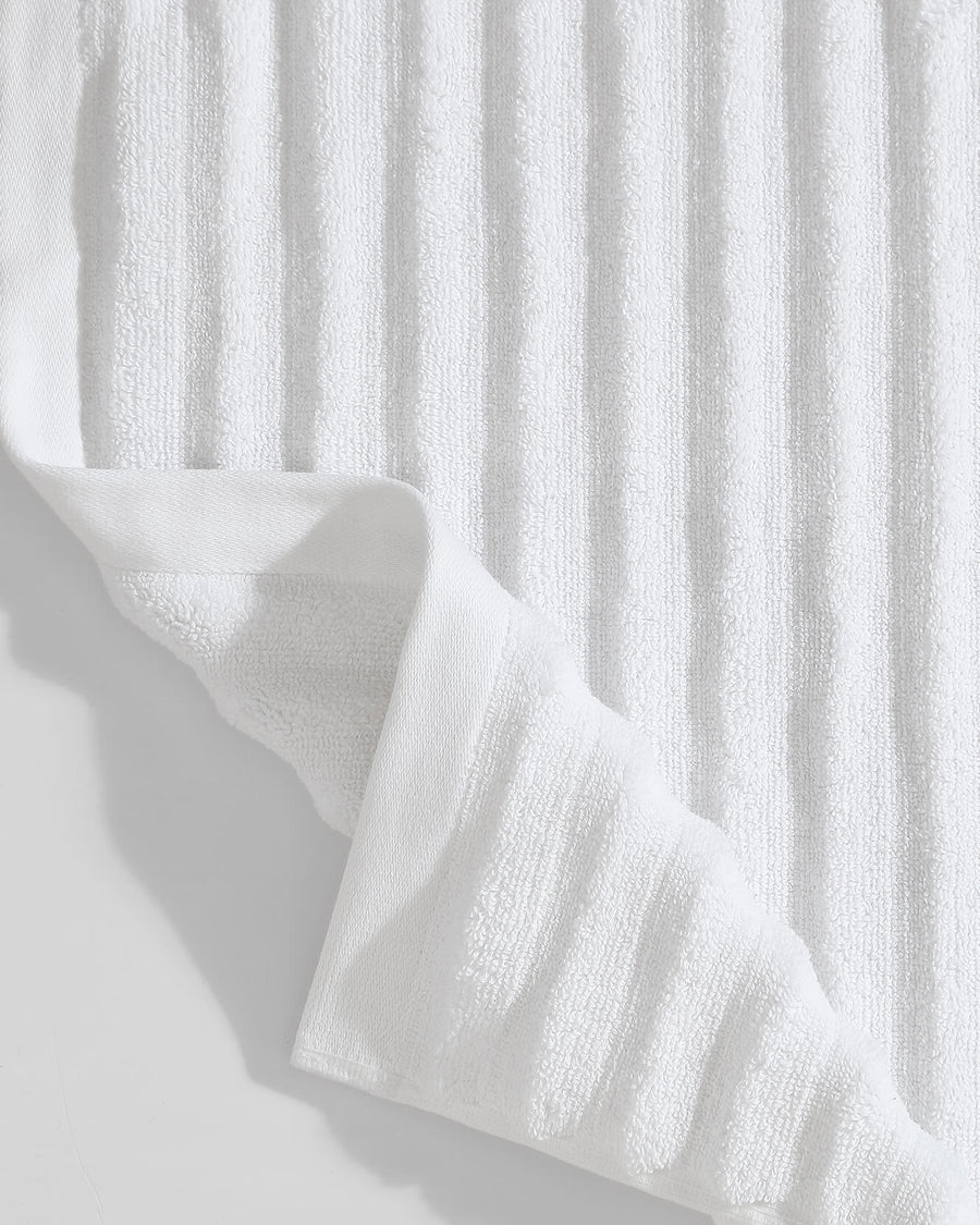 Turkish Cotton Rib Bath Mat Clear White