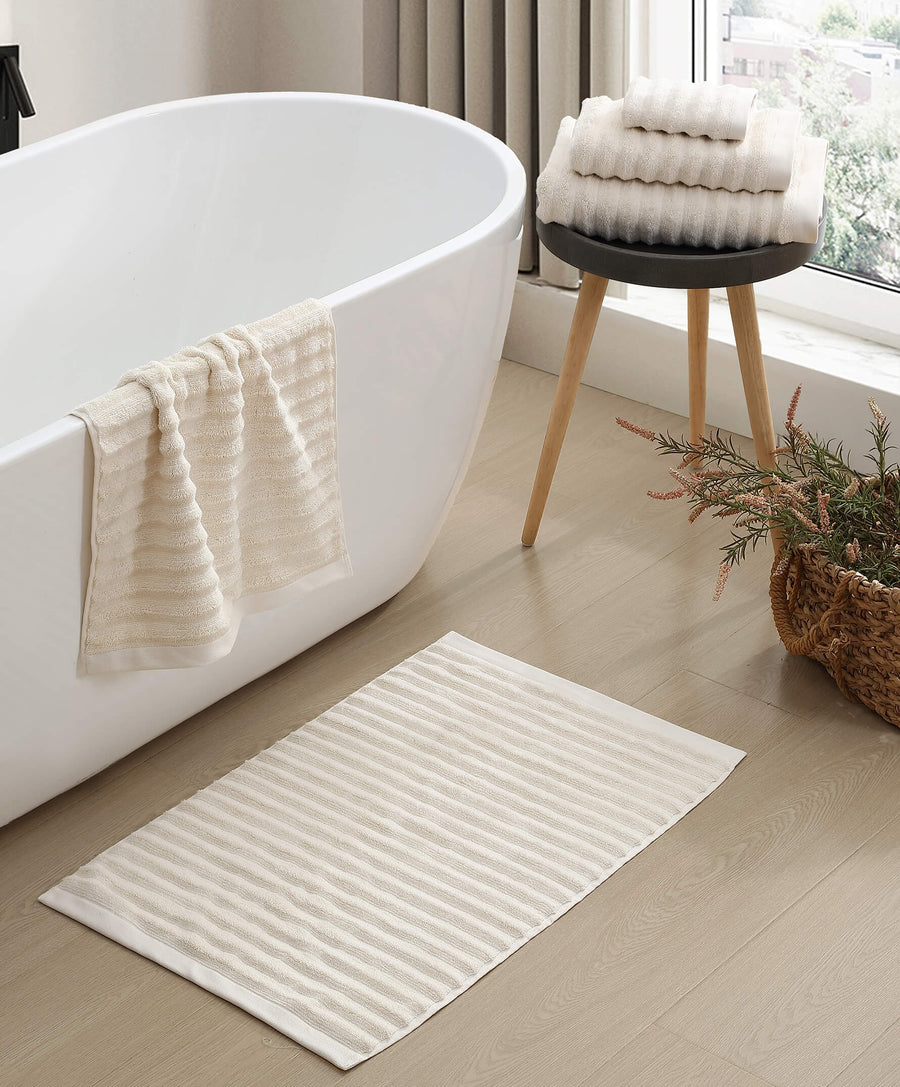 Turkish Cotton Rib Bath Mat Cream