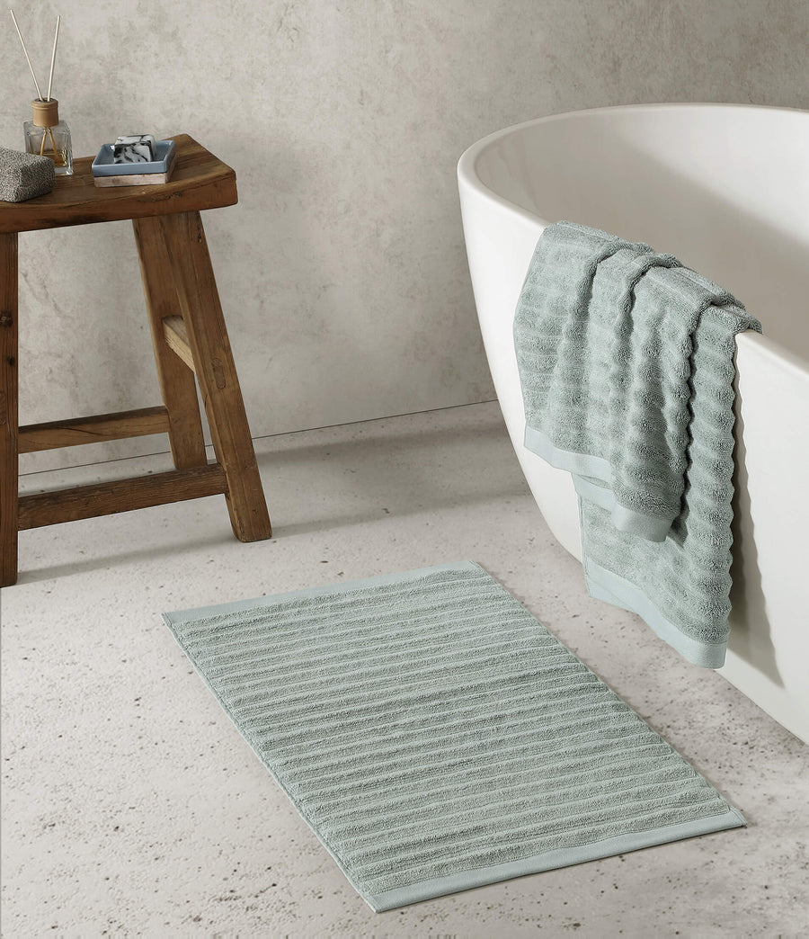 Turkish Cotton Rib Bath Mat Sage