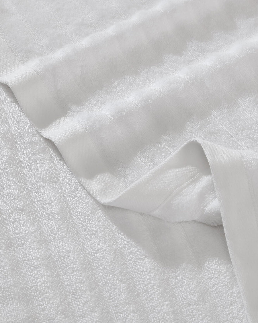 Turkish Cotton Rib Towel Set Clear White