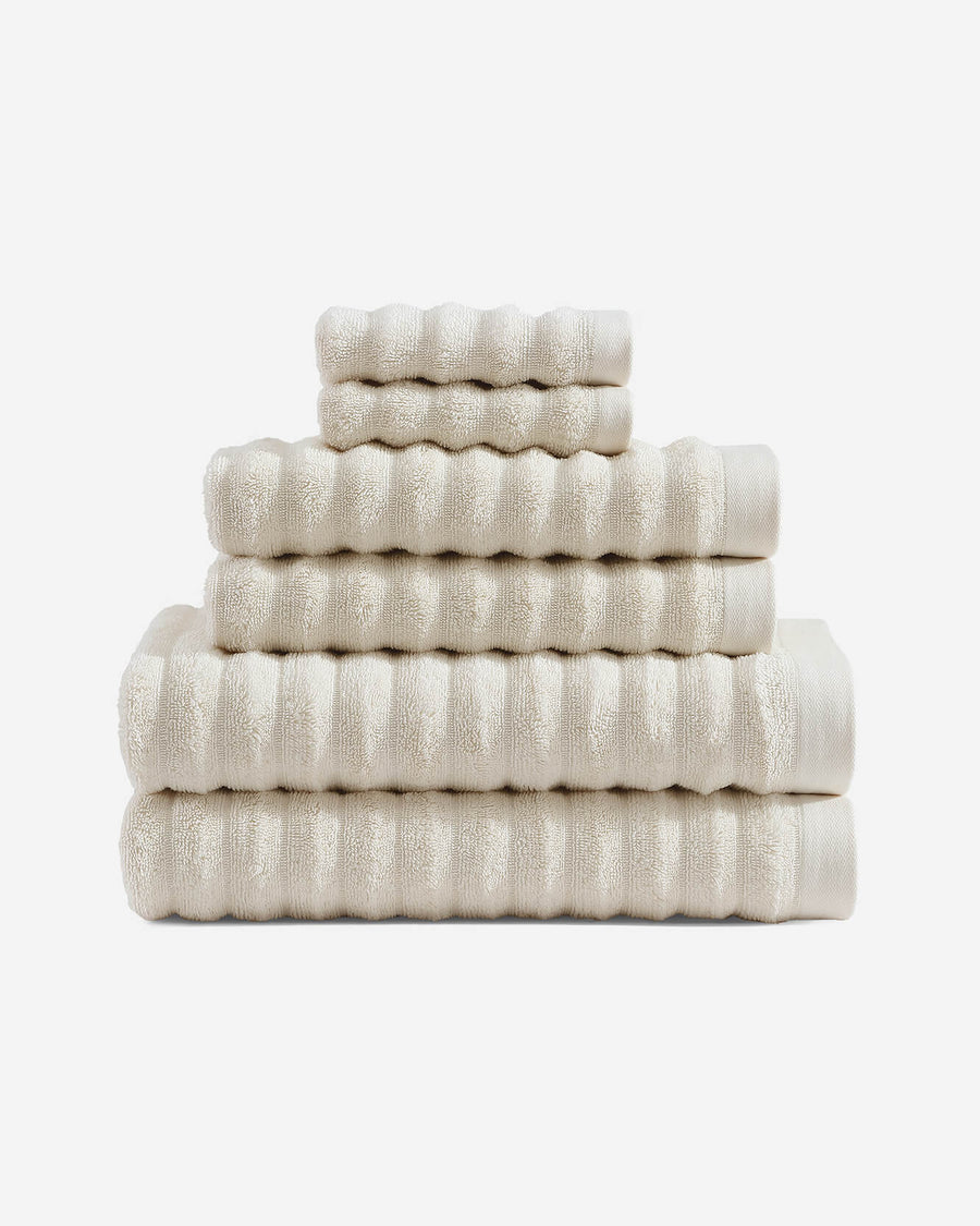 Turkish Cotton Rib Towel Set Cream