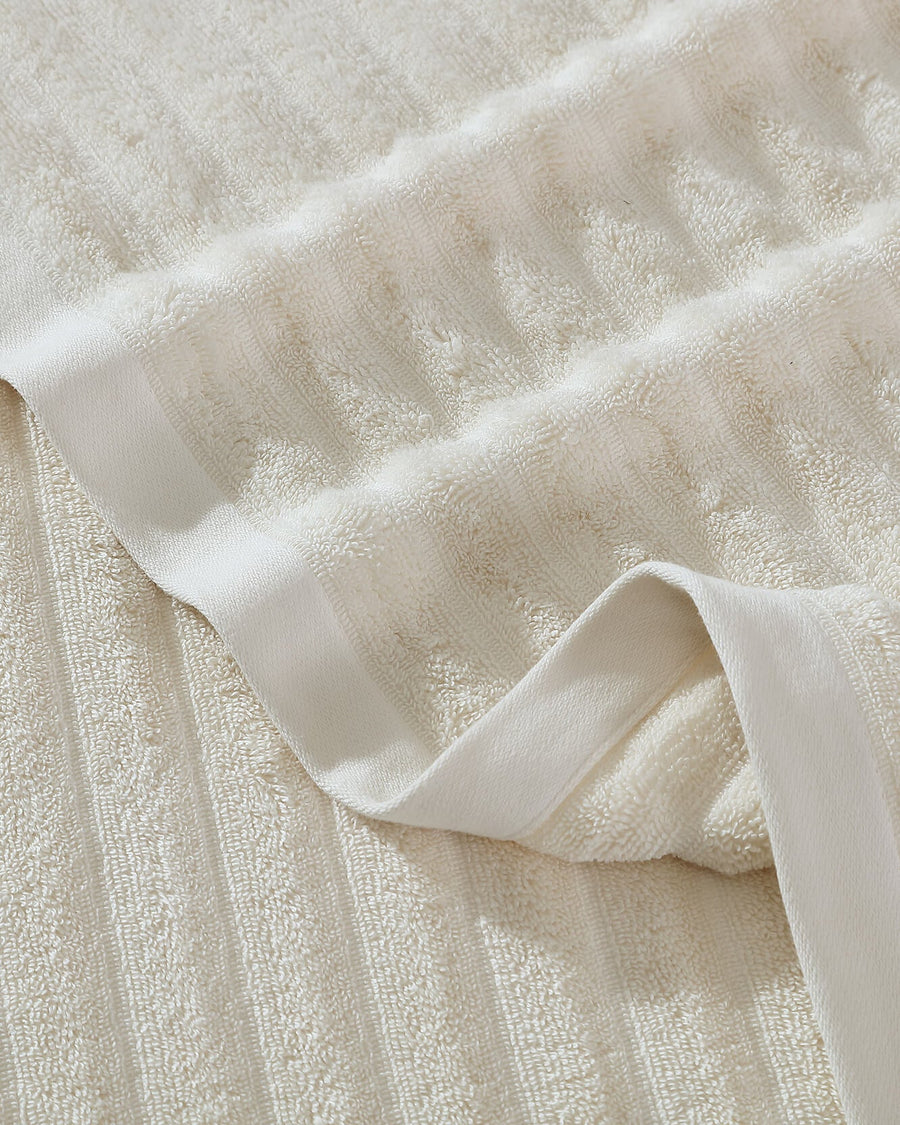 Turkish Cotton Rib Towel Set Cream