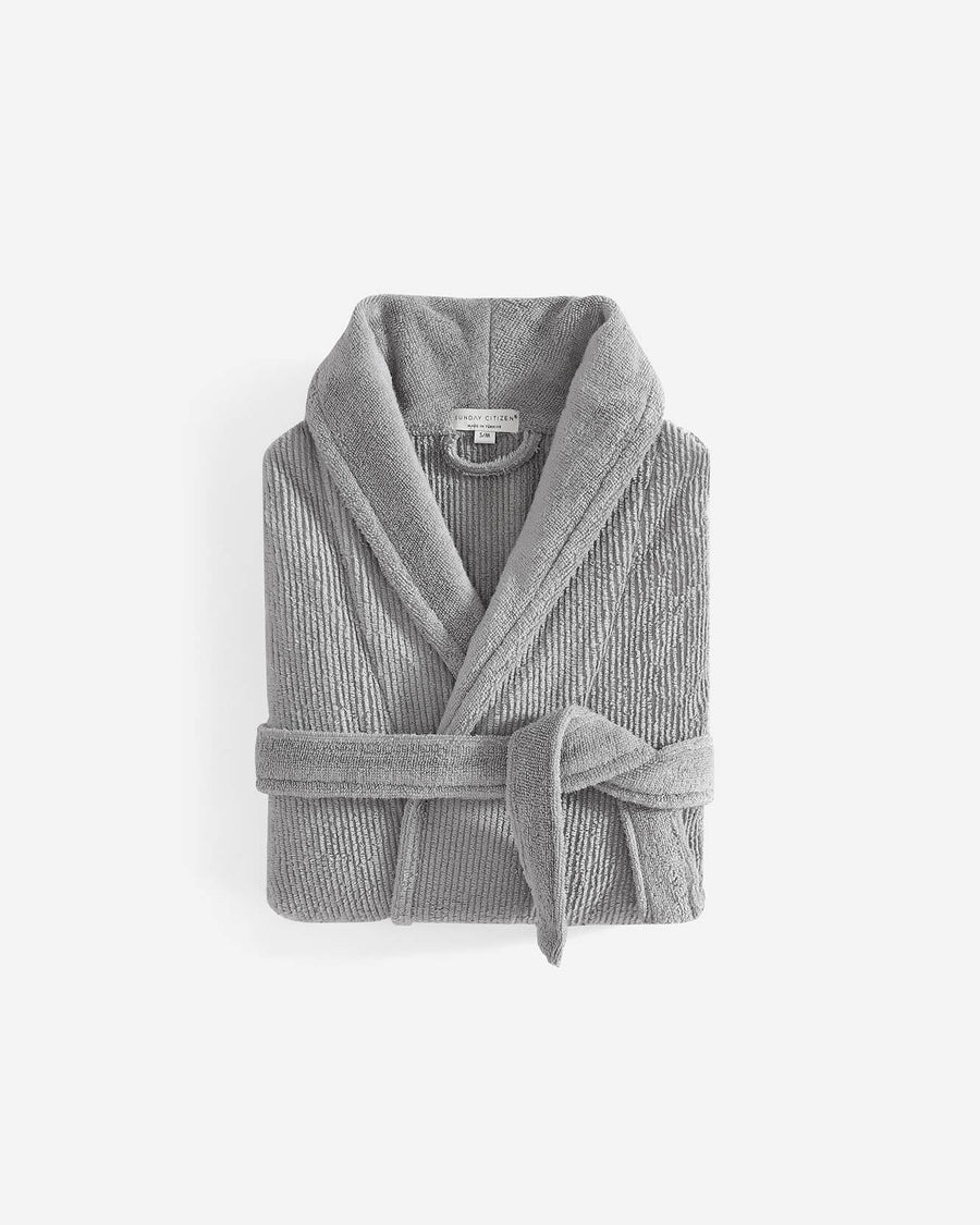 Ribbed Bath Robe Pearl Gray