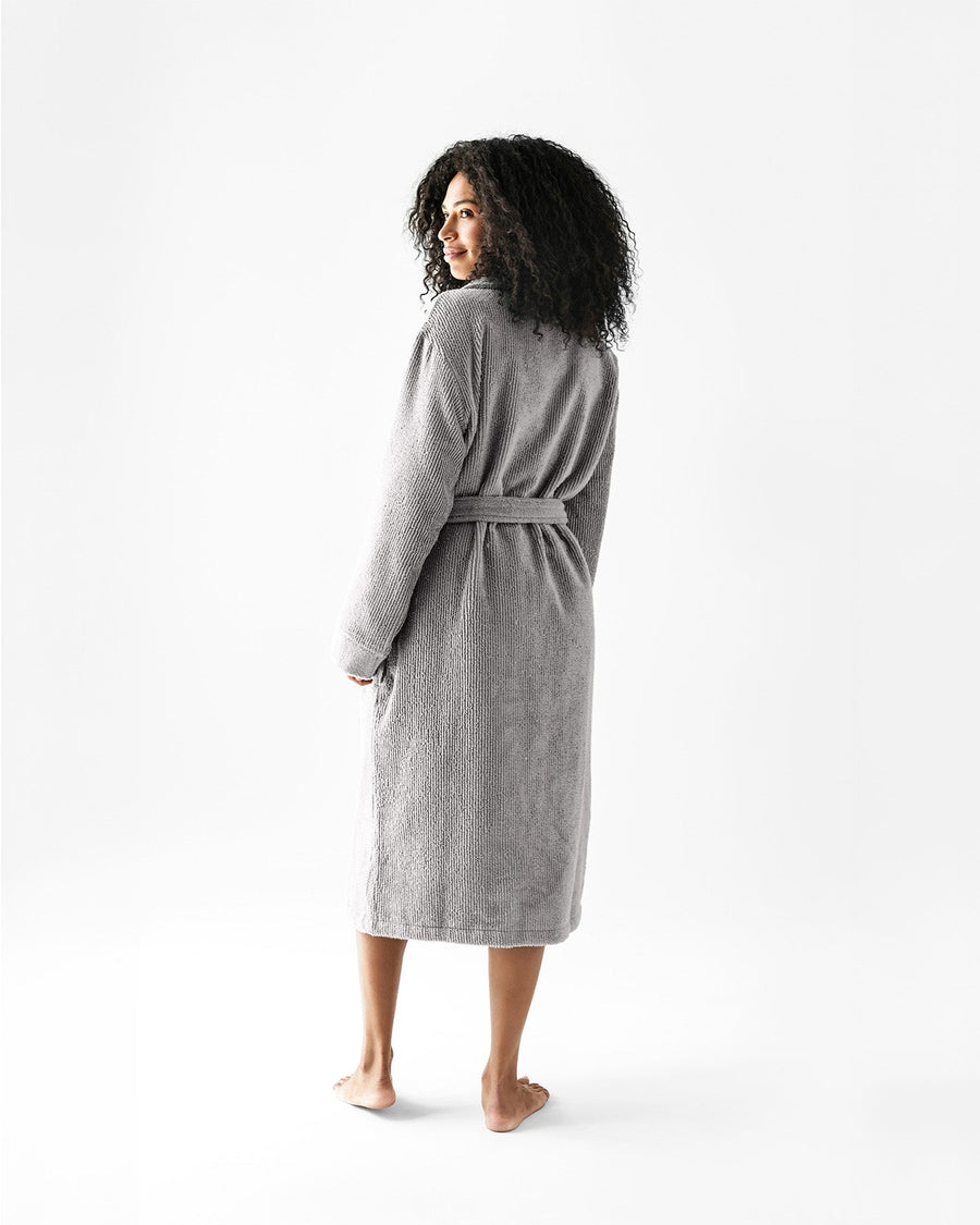 Ribbed Bath Robe Pearl Gray