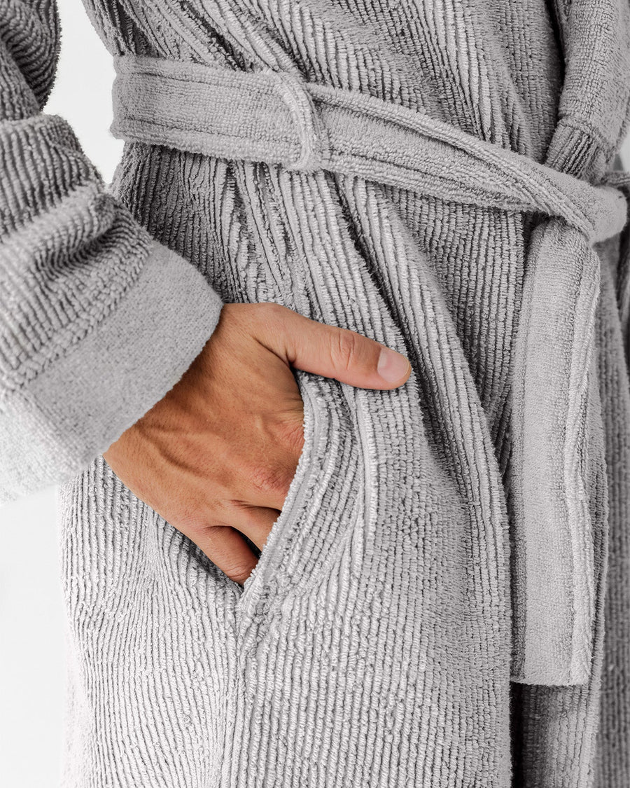 Ribbed Bath Robe Pearl Gray