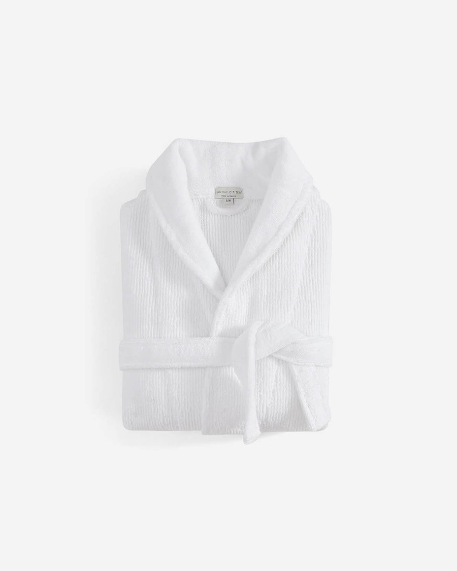 Ribbed Bath Robe Clear White