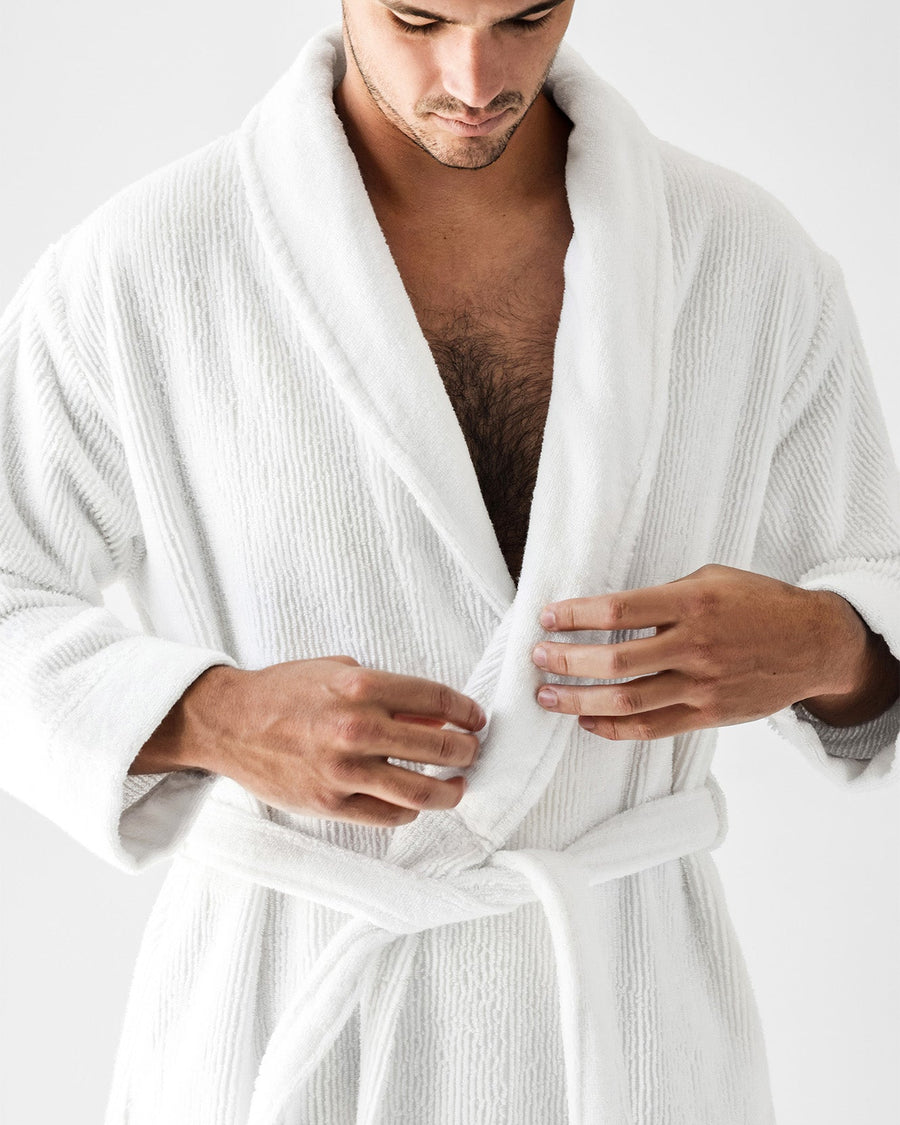 Ribbed Bath Robe Clear White