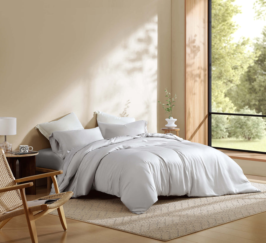 Silky Lyocell Duvet Cover Pearl Gray