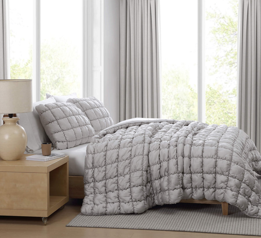 Silky Lyocell Puff Comforter Pearl Gray