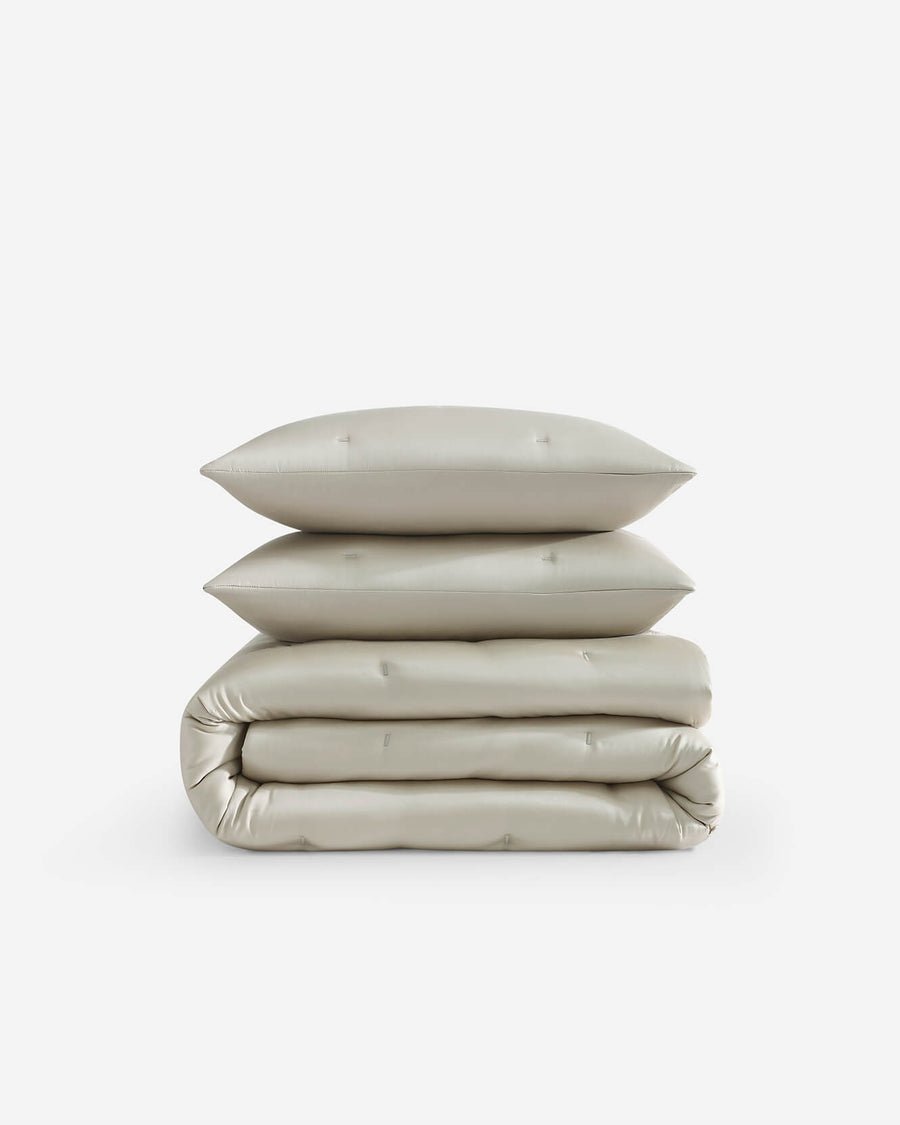 Silky Lyocell Stitch Comforter Bundle Sandstone