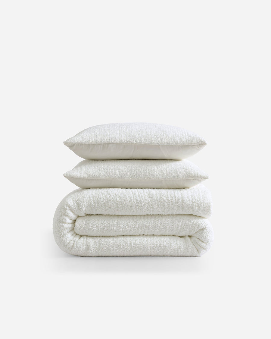 Snug Stitch Comforter Bundle Off White