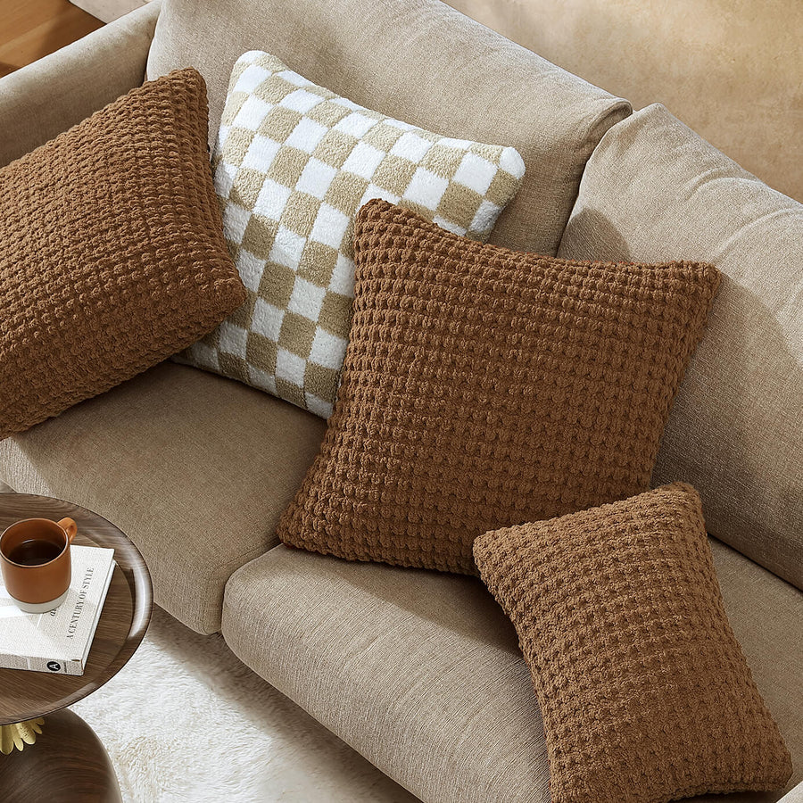 Snug Waffle Throw Pillow Chestnut