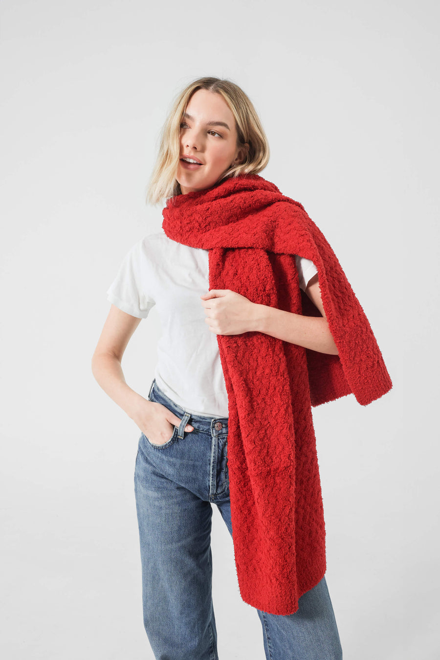 Snug Waffle Scarf Rouge