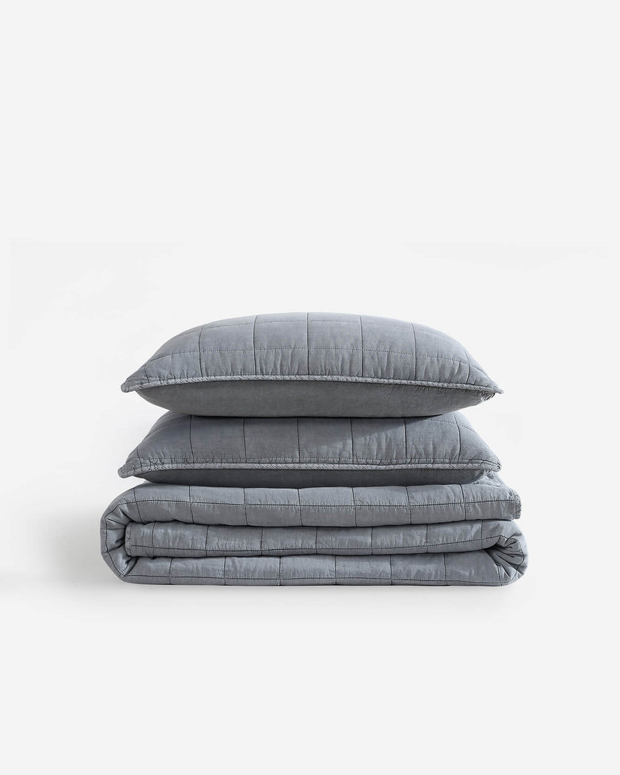 Stonewashed Lyocell Quilt Bundle Coal