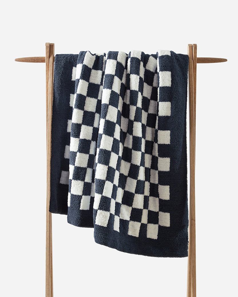 Checkerboard throw Midnight - Clear White