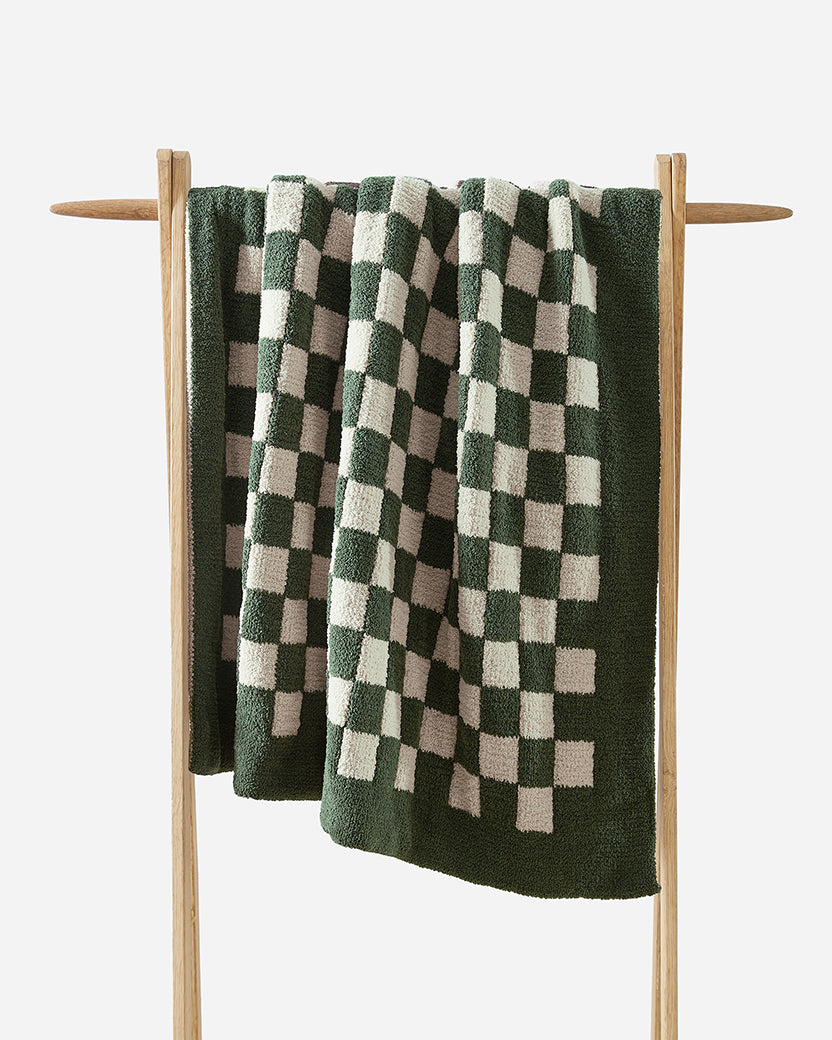 Checkerboard throw Moss - Sahara Tan