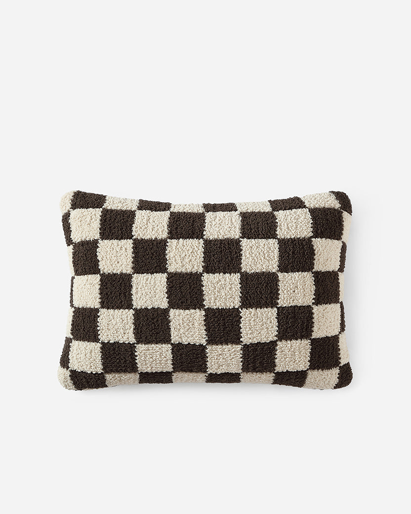 Checkerboard Mini Pillow Mocha - Sahara Tan