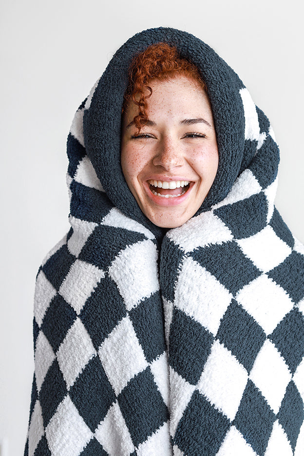 Checkerboard throw Midnight - Clear White