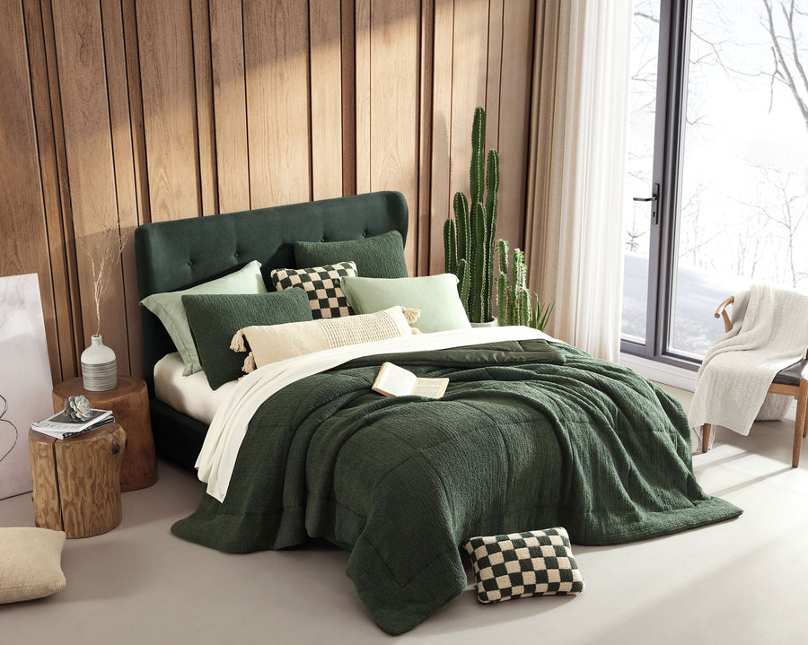 Checkerboard Mini Pillow Moss - Sahara Tan