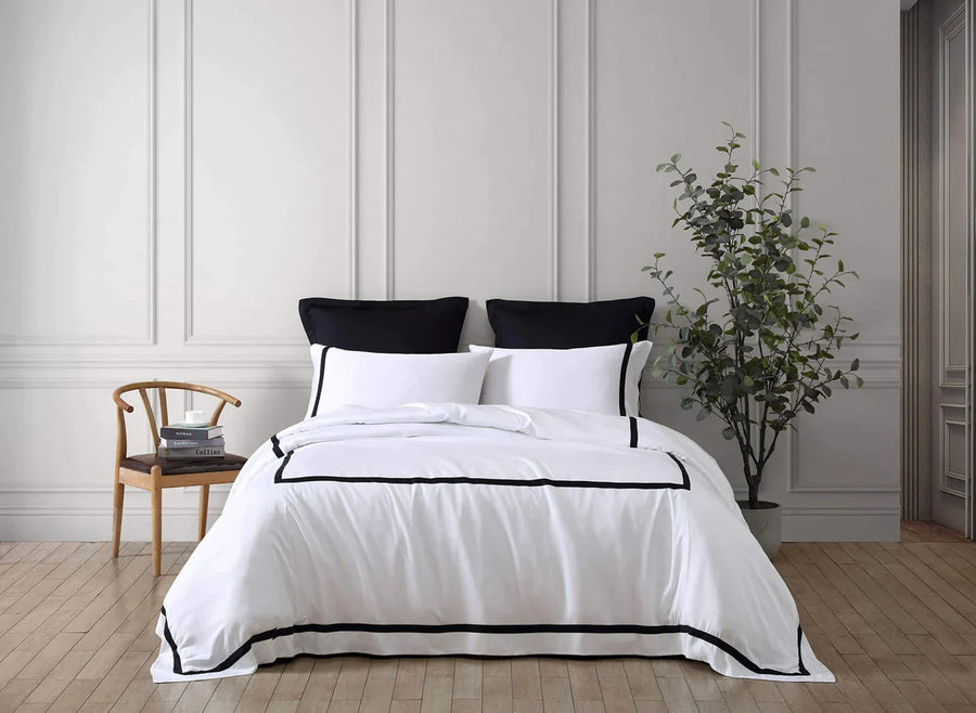 Frame Premium Bamboo Duvet Cover White - Black