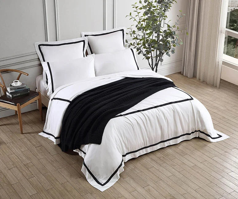 Frame Premium Bamboo Duvet Cover White - Black