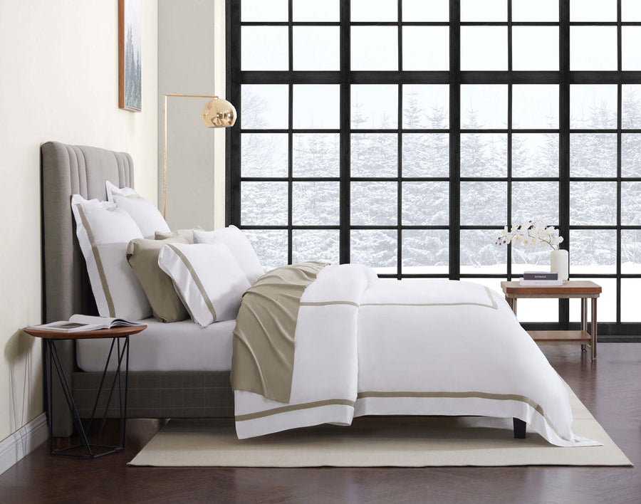 Frame Premium Bamboo Duvet Cover White - Taupe