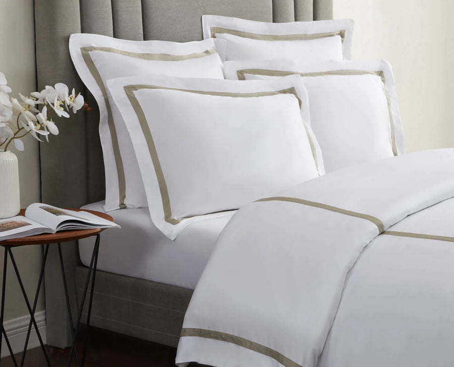 Frame Premium Bamboo Duvet Cover White - Taupe